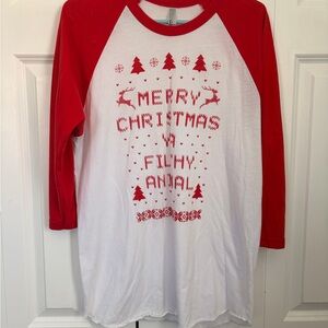 Merry Christmas Ya Filthy Animal Red and White Holiday Long Ugly Christmas